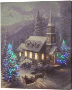 Christmas Sleigh Ride Control Fiber Optic Canvas Art