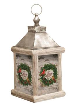 Winter Birch Cardinal Fiber Optic Lantern