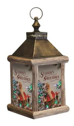 Winter Birch Santa Fiber Optic Lantern