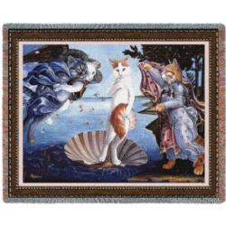 Kitty on a Half Shell Tapestry Throw