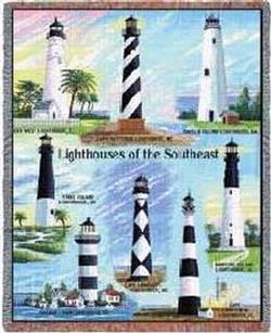 Lighthouses of the Southeast Tapestry Throw
