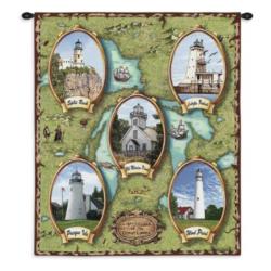 Lighthouses of Great Lakes II Lighthouse Tapestry Wall Hanging