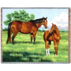 Mare Horse And Foal Tapestry Throw