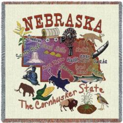 Nebraska  State Tapestry Lap Throw