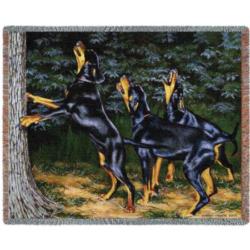 Doberman Pinchers, - Night Song Tapestry Throw