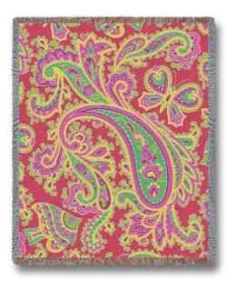 Paisley - Pink Tapestry Throw Blanket