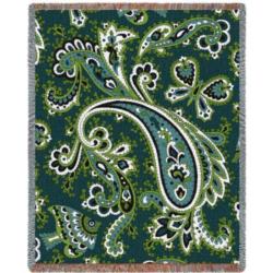 Paisley - Teal Tapestry Throw Blanket