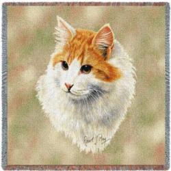Red And White Short Hair Cat Tapestry Throw
