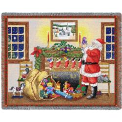  NEW Christmas Santa's Bag  Tapestry Throw