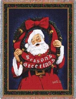 Seasons Greetings Santa Tapestry Throw