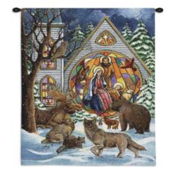 Nativity Snowfall Tapestry Wall Hanging