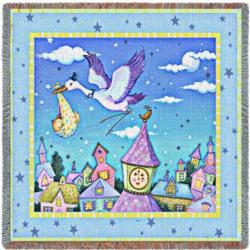 Special Delivery Stork Lap Square Cotton Blanket