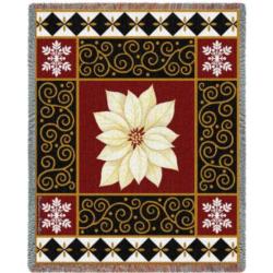 White Poinsettia Tapestry Throw