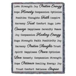 “Word Hugs” Light Grey Tapestry Throw