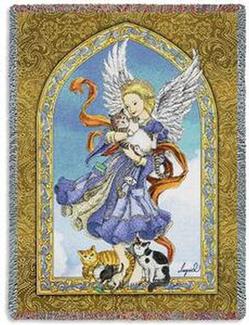 Angel of Cats Tapestry Throw