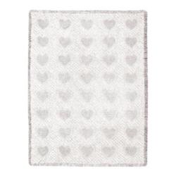 Basket Weave Heart Solid White Throw Blanket