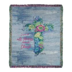 Cross - Succulent Cross Tapestry Throw