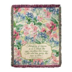 Watercolor Birds & Butterflies 2 Corinthians 5:17 Tapestry Throw