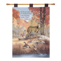 Psalms 42:1 Fur Feathers and Fall Tapestry Wall Hanging