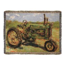 Green Tractor Tapestry Throw