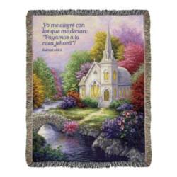 Psalm 122:1 Church in the Country Tapestry Throw Spanish