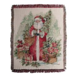 Holly And Pine - Santa  Tapestry Throw