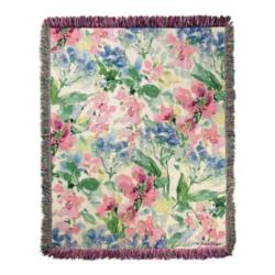  Watercolor Birds & Butterflies Tapestry Throw