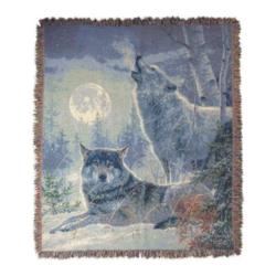 Winter Moonrise Tapestry Throw