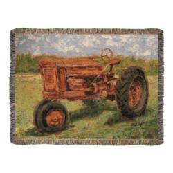 Red Tractor Tapestry Throw