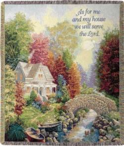 Joshua 24:15 Autumn Tranquility Tapestry Throw