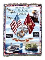 Marine - United States Marine Corps Land, Sea & Air Tapestry Throw